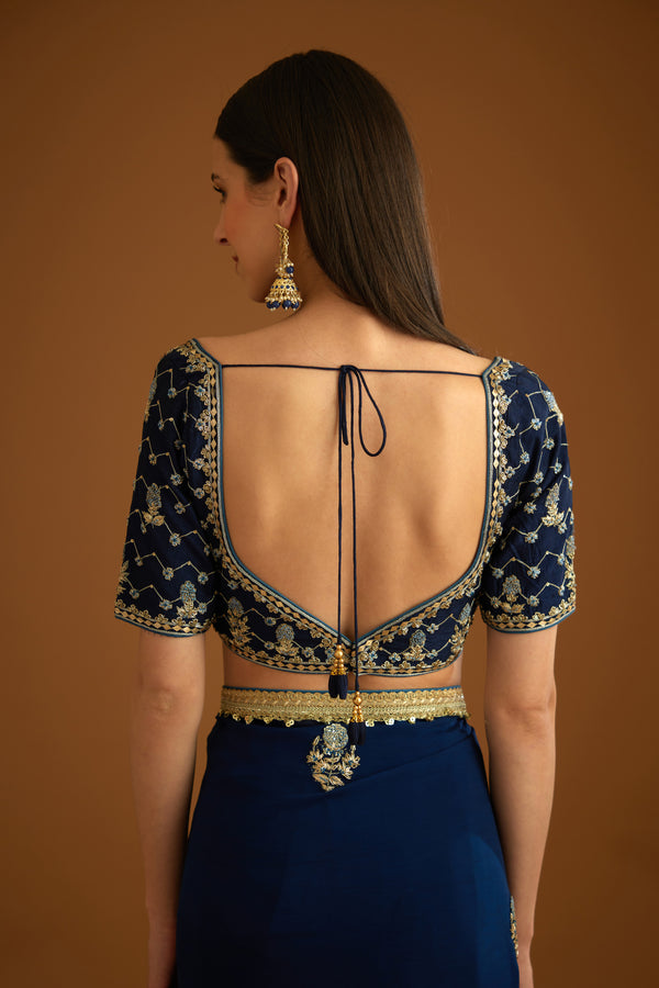 Midnight Blue Saree Set.