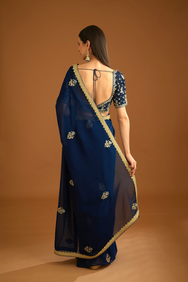 Midnight Blue Saree Set.