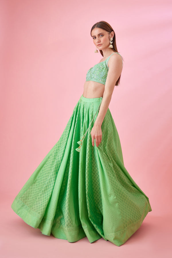 Irish Green Lehenga Set.