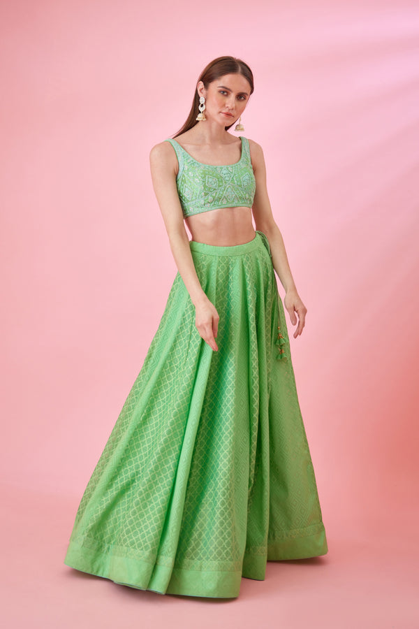 Irish Green Lehenga Set.