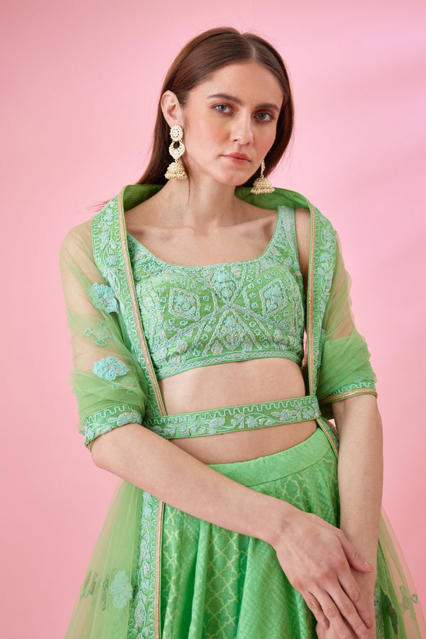 Irish Green Lehenga Set.