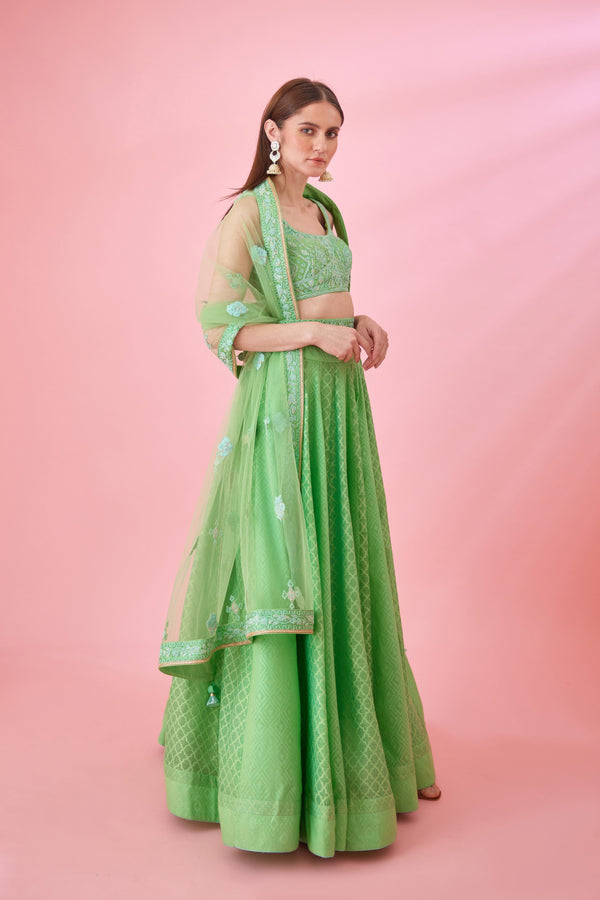 Irish Green Lehenga Set.