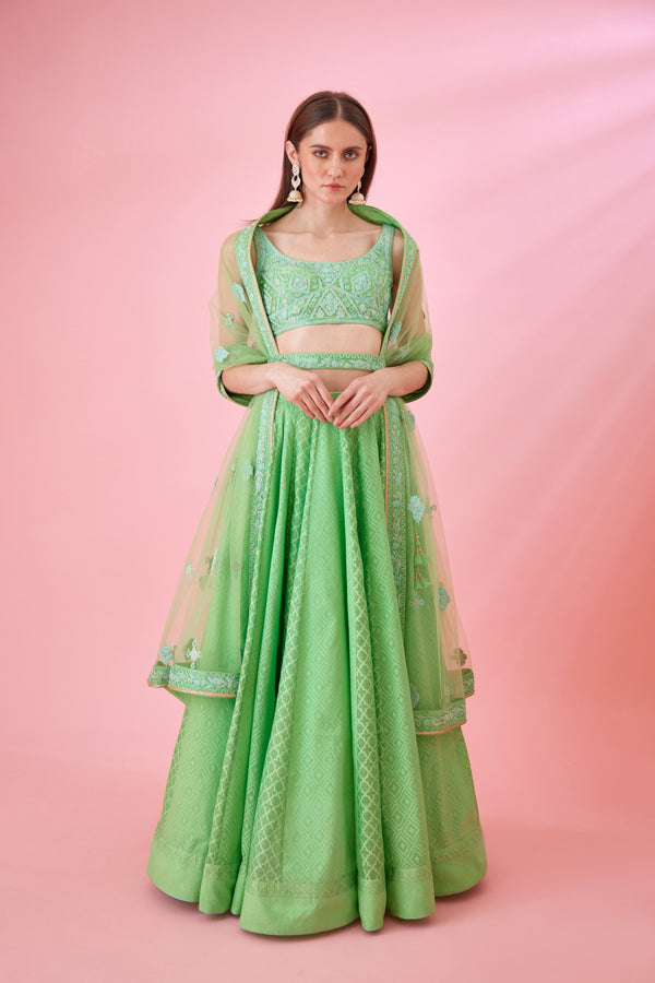 Irish Green Lehenga Set.