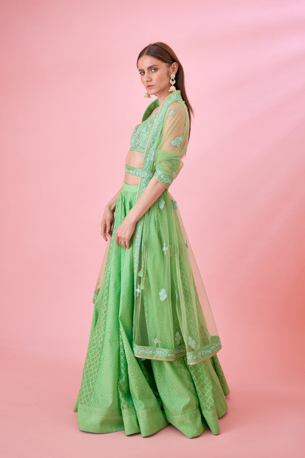 Irish Green Lehenga Set.