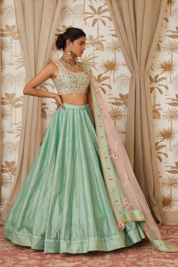 Sea Blue Lehenga Set.
