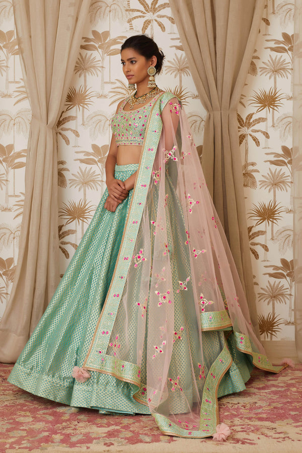 Sea Blue Lehenga Set.