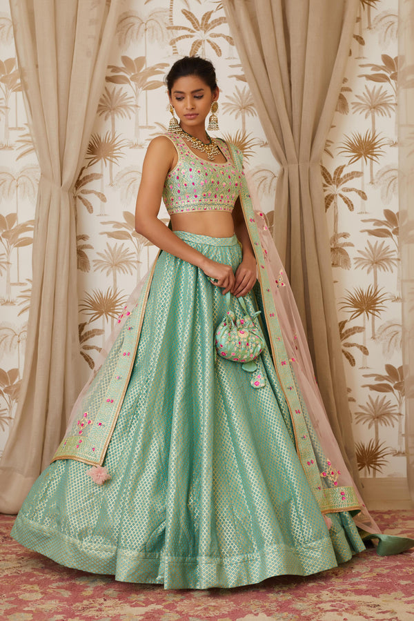 Sea Blue Lehenga Set.