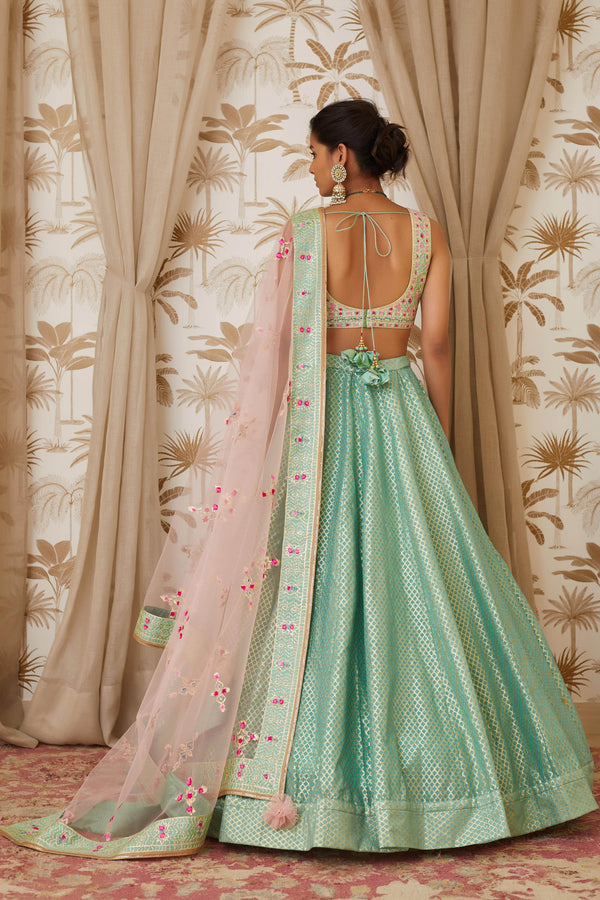 Sea Blue Lehenga Set.