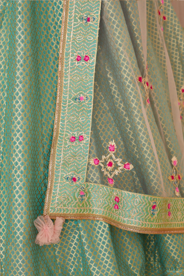 Sea Blue Lehenga Set.