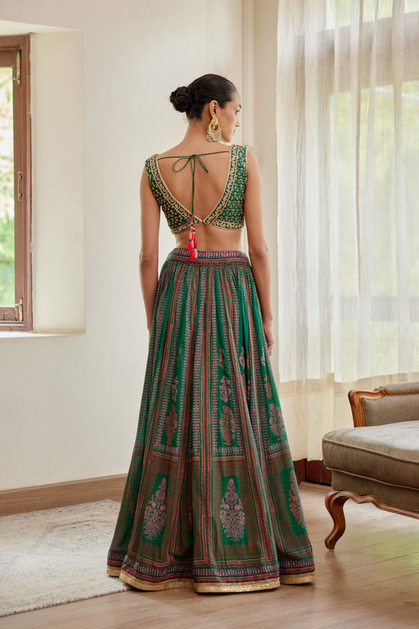 Dark Green Lehenga Set.