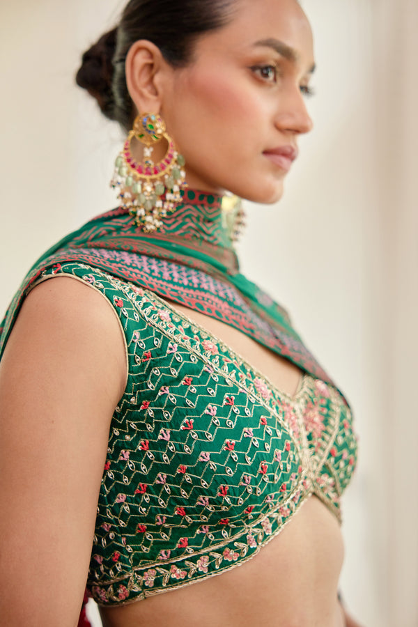 Dark Green Lehenga Set.