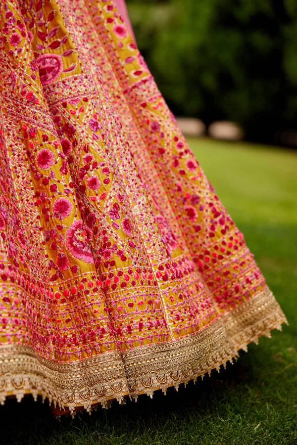 Pink-Yellow Lehenga Set.
