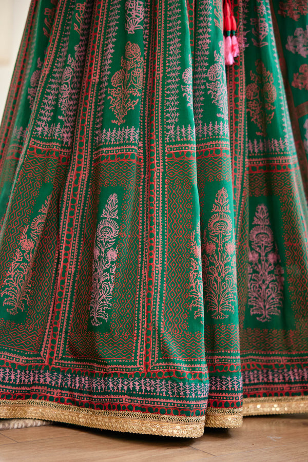 Dark Green Lehenga Set.