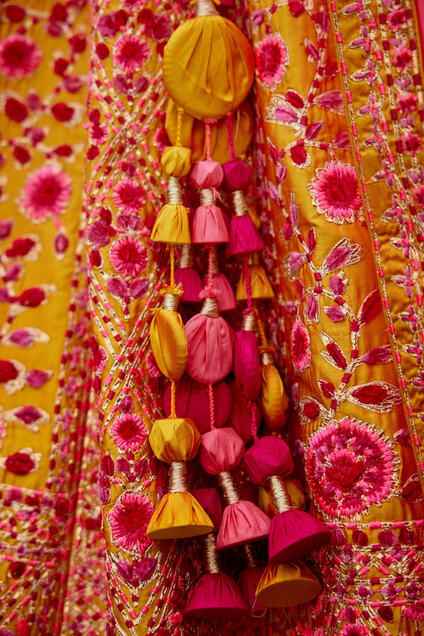 Pink-Yellow Lehenga Set.