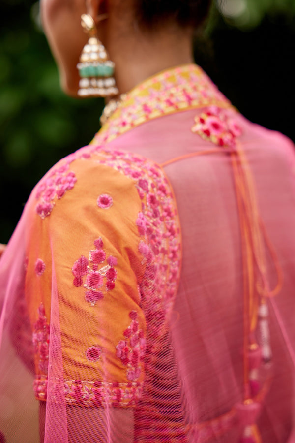 Pink-Yellow Lehenga Set.