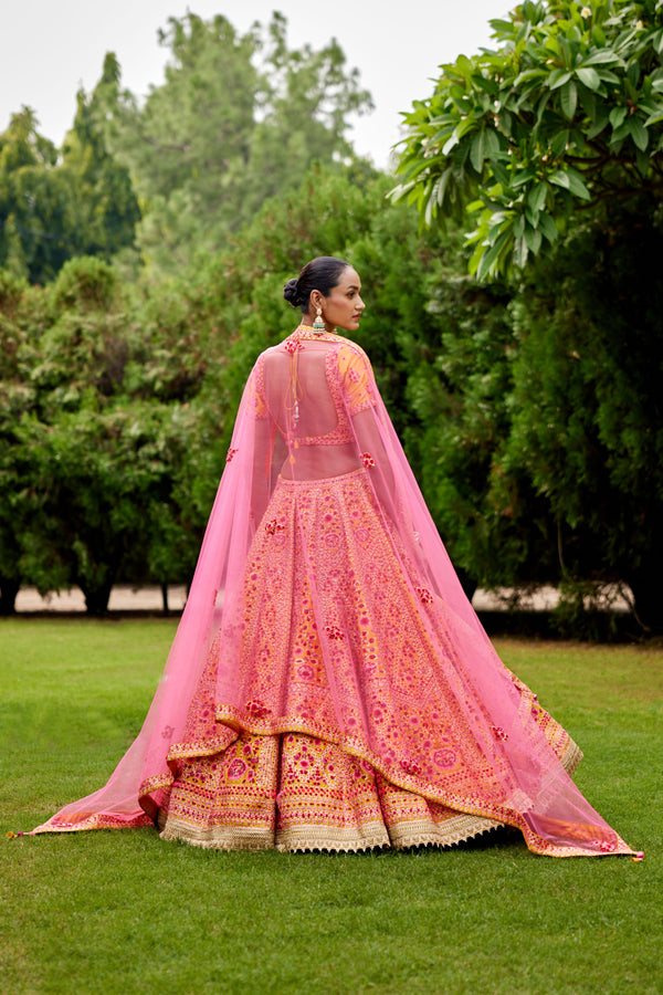 Pink-Yellow Lehenga Set.