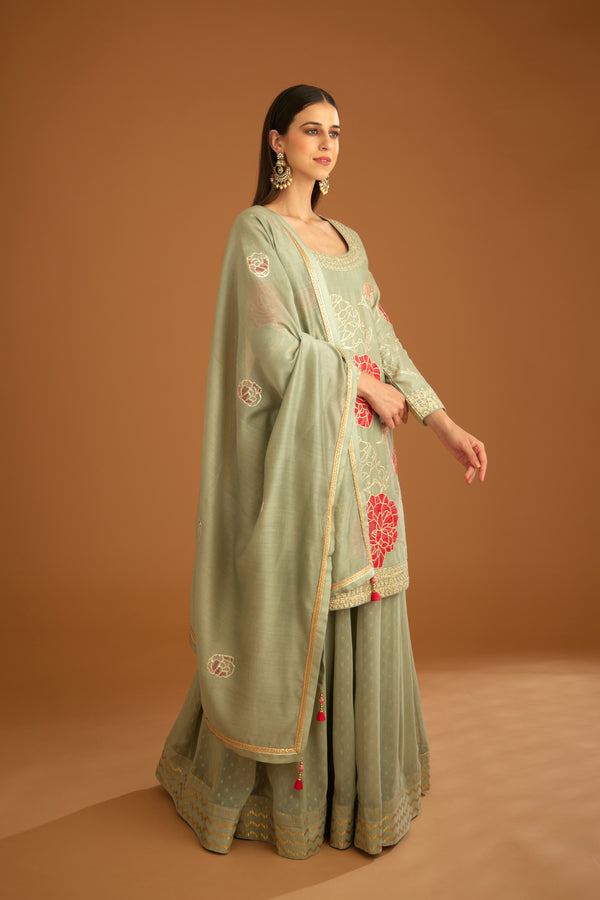 Smokey Blue Sharara Set.