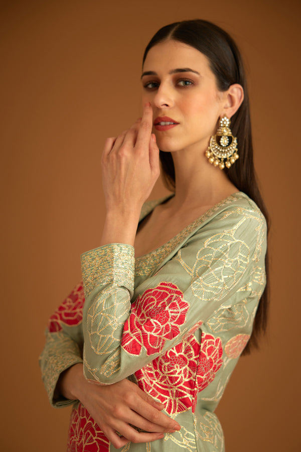 Smokey Blue Sharara Set.