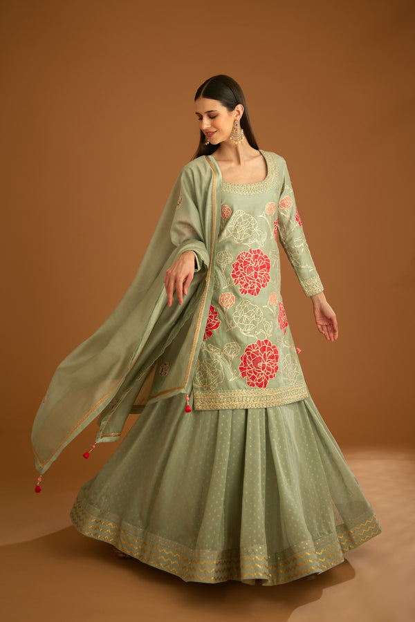 Smokey Blue Sharara Set.