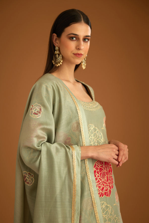 Smokey Blue Sharara Set.
