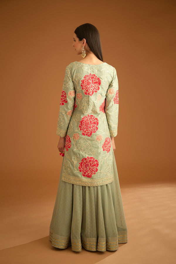 Smokey Blue Sharara Set.