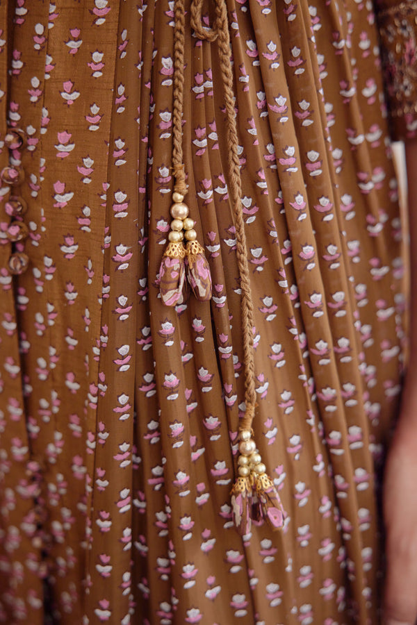 Brown Anarkali Set.