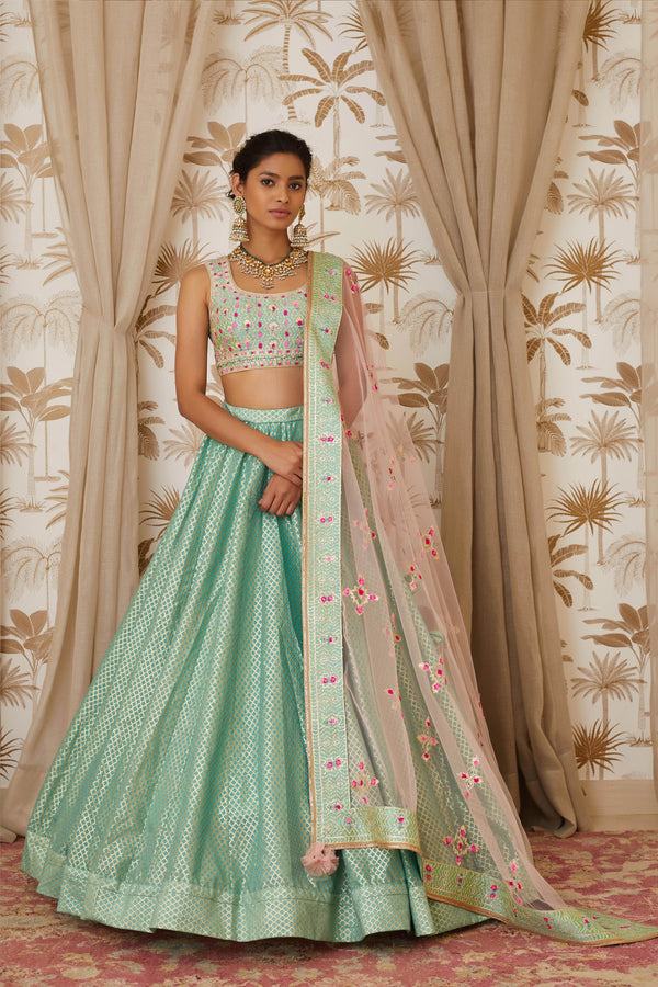 Sea Blue Lehenga Set.