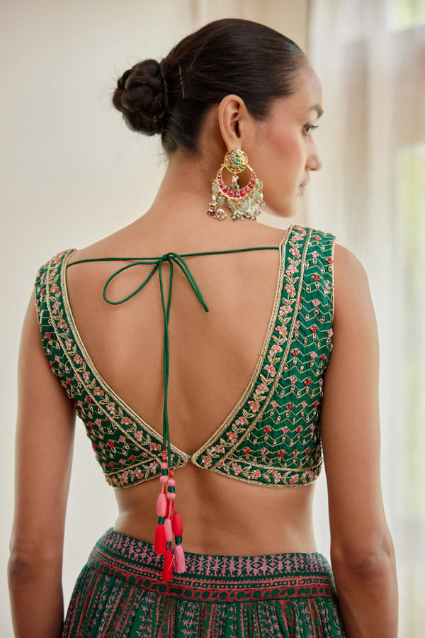 Dark Green Lehenga Set.