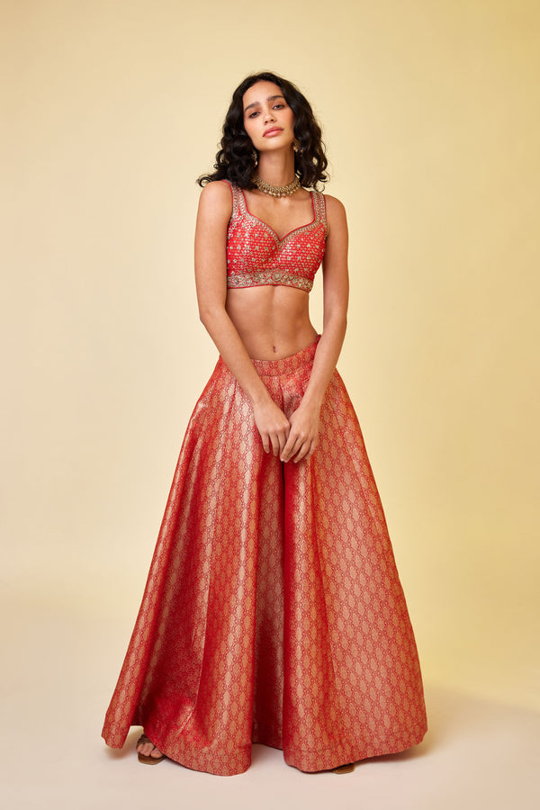 Red Sharara Set.