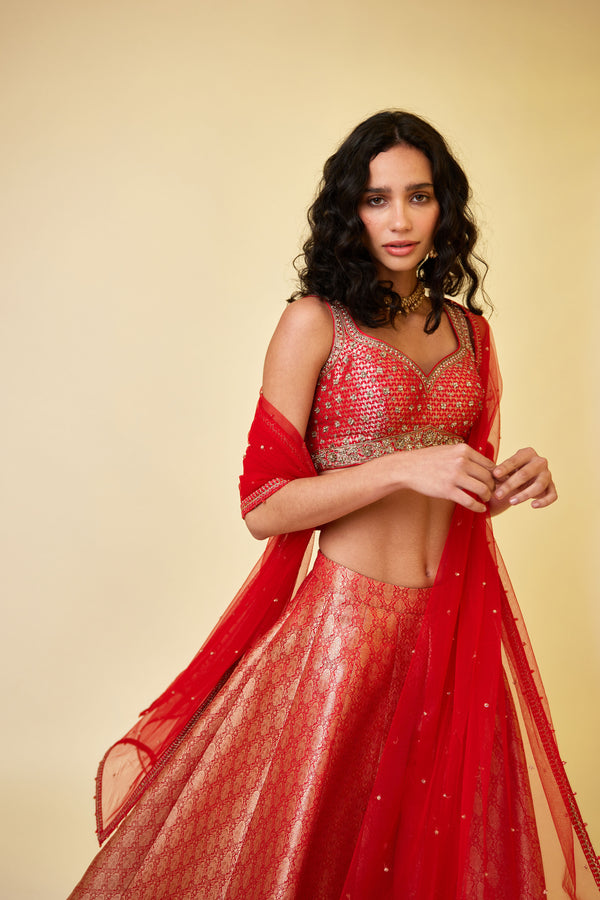 Red Sharara Set.