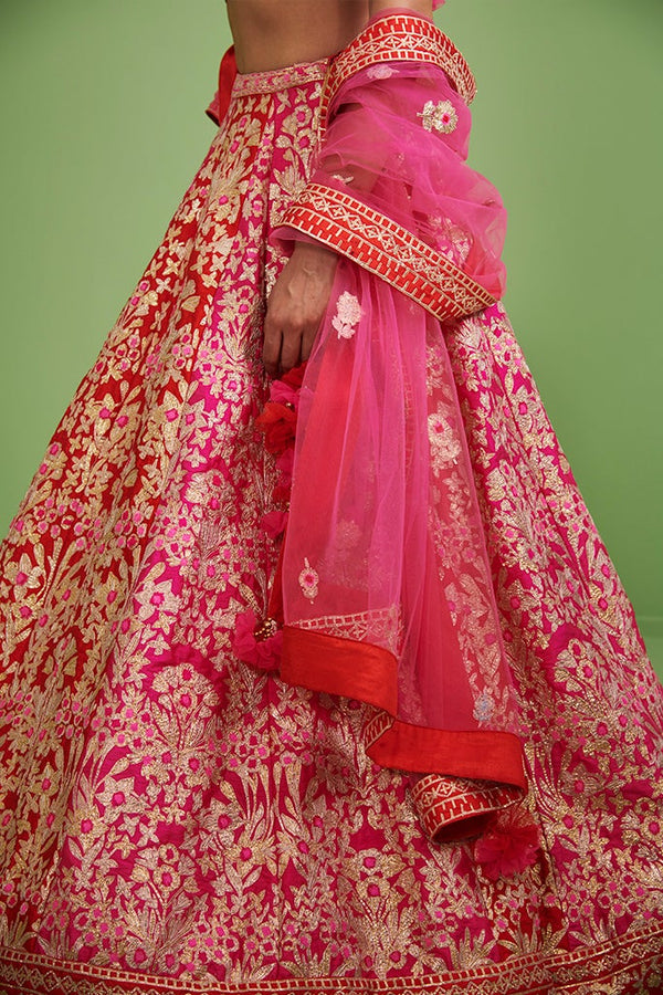 Red & Pink Lehenga Set.