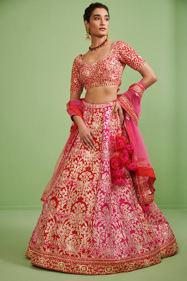 Red & Pink Lehenga Set.