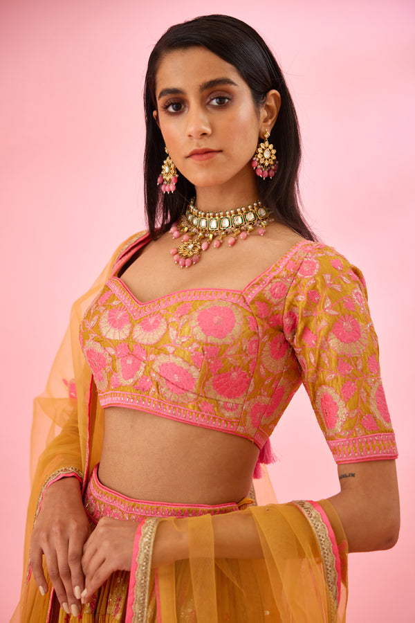 Apricot Pink Lehenga Set