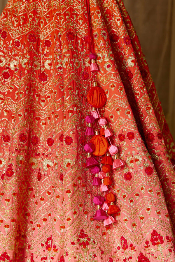 Orange-Red Lehenga Set.