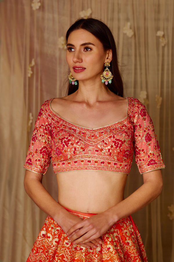 Orange-Red Lehenga Set.