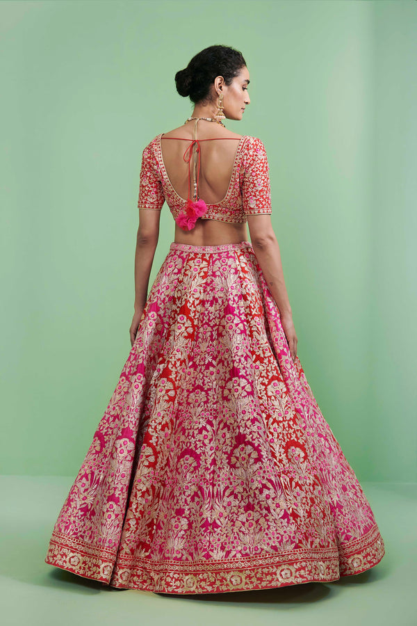 Red & Pink Lehenga Set.