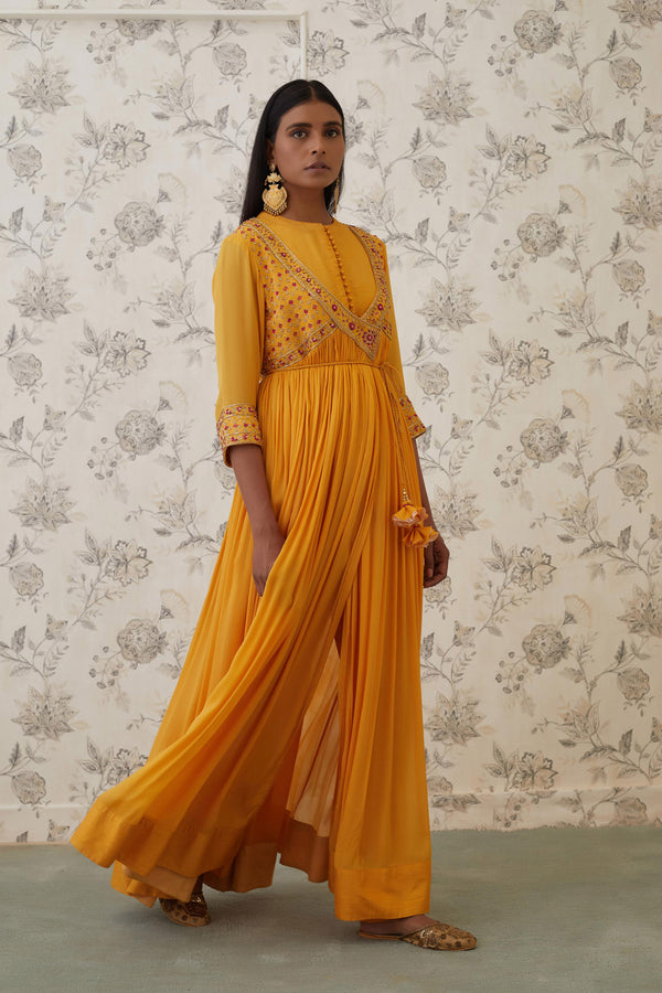 Mango Yellow Angrakha Set.