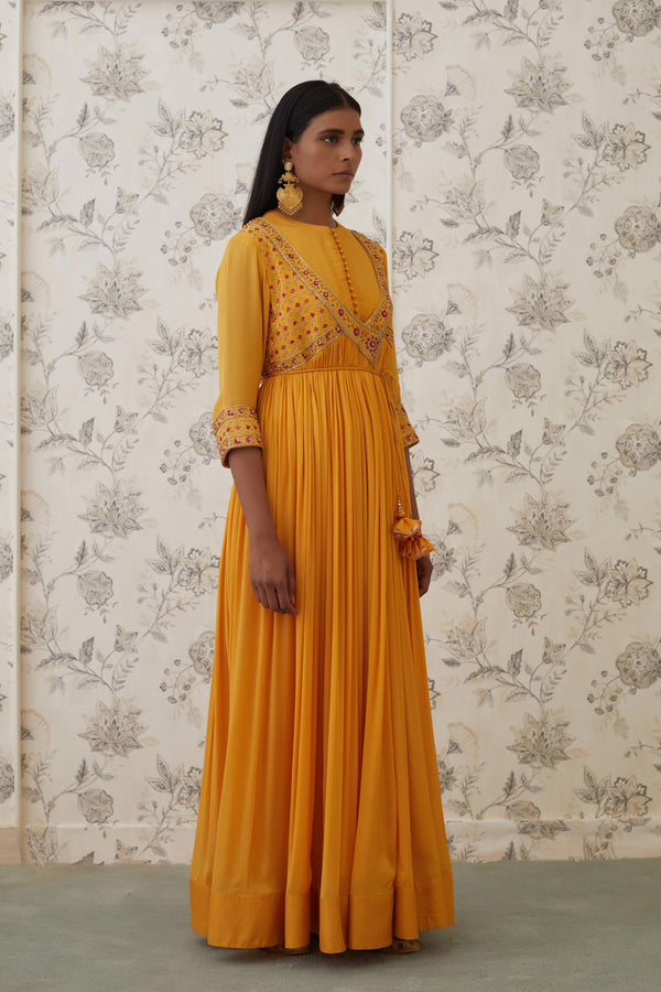 Mango Yellow Angrakha Set.
