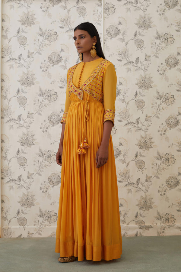 Mango Yellow Angrakha Set.