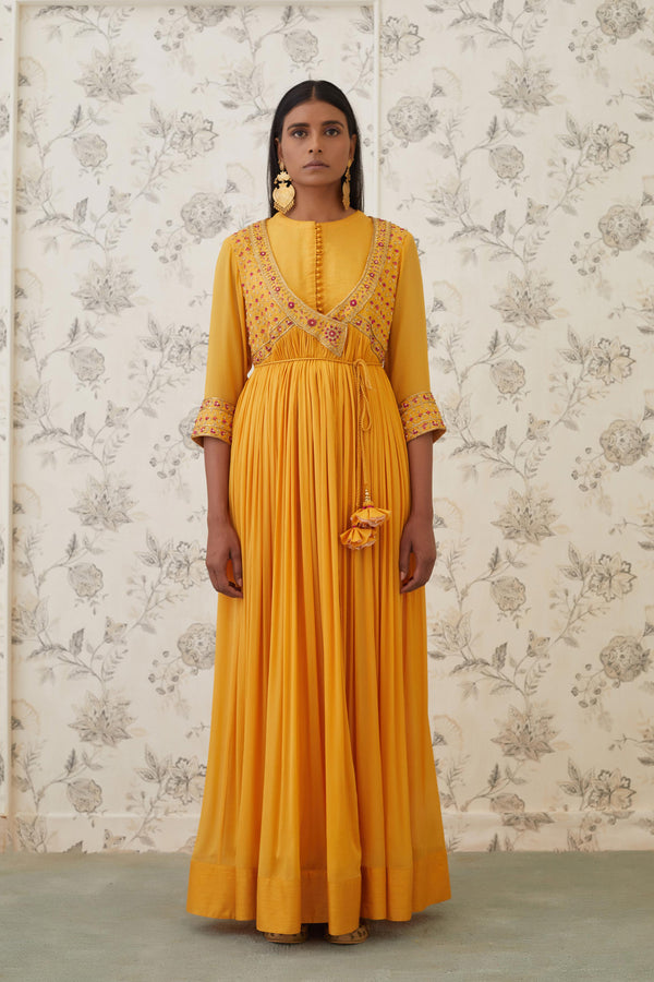 Mango Yellow Angrakha Set.
