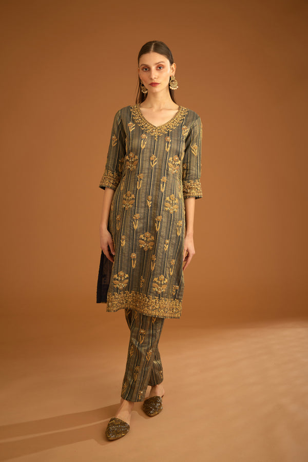 Carbon Black Kurta Set.