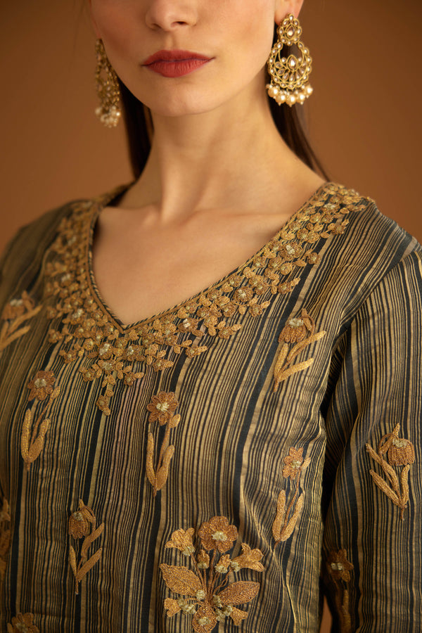 Carbon Black Kurta Set.