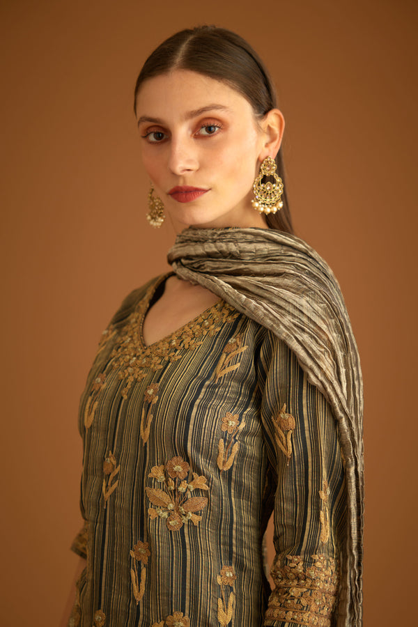 Carbon Black Kurta Set.