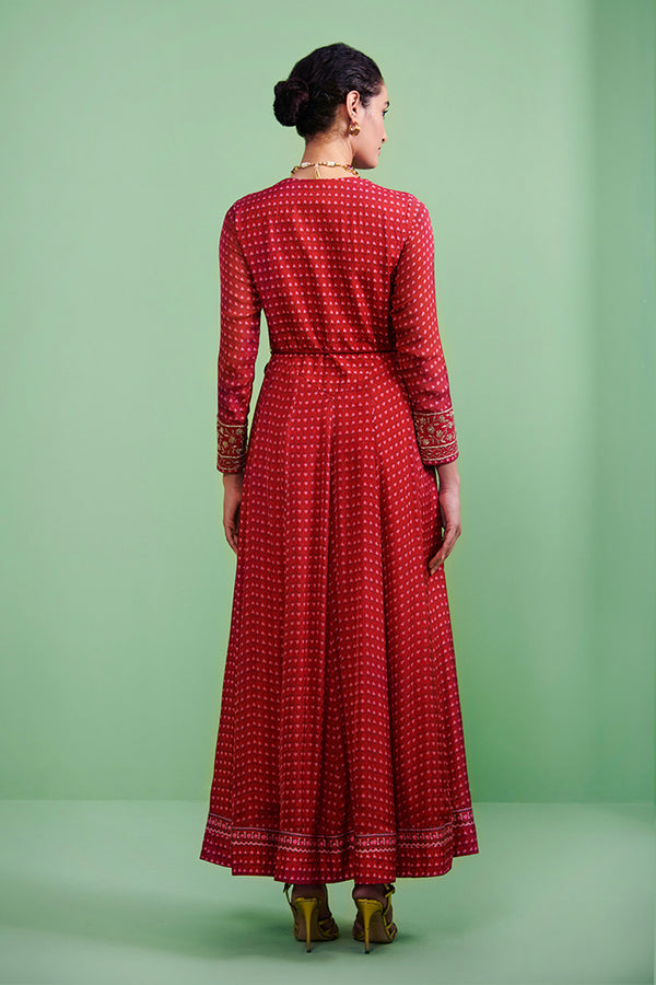 Maroon Anarkali Set.