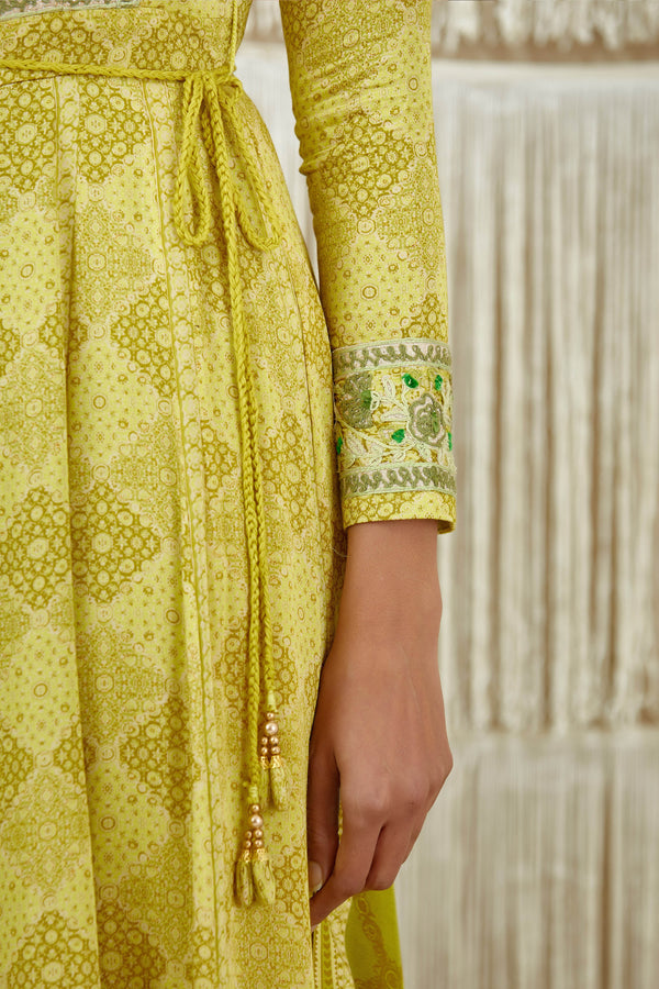Mustard Green Anarkali set.