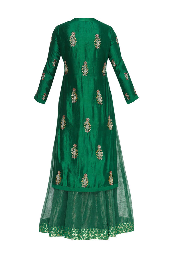 Zardozi work kurta with lehenga & dupatta