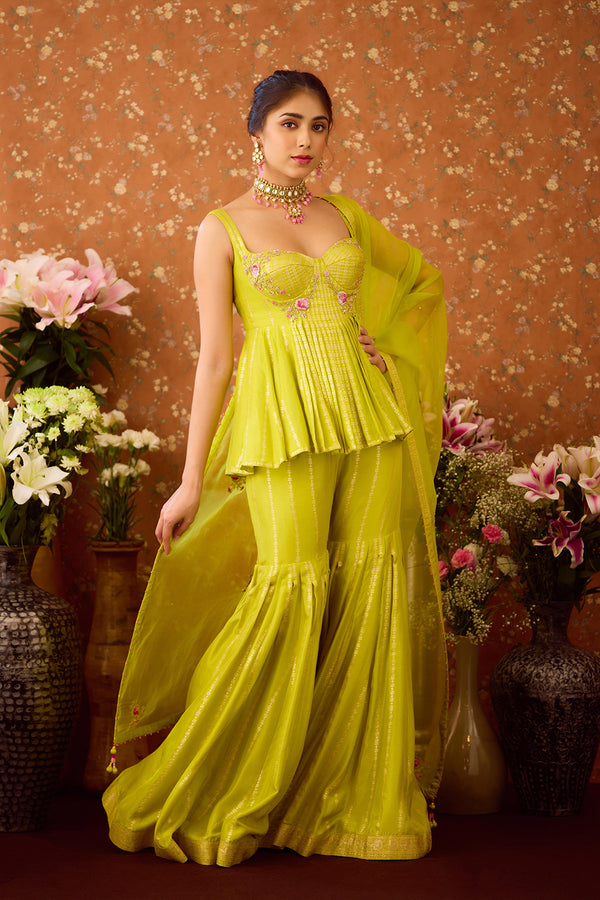 Sunny Lime Green Sharara Set.