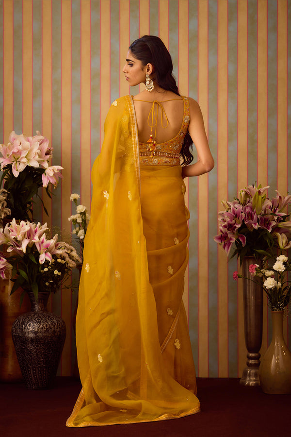 Mustard Yellow Saree Set.