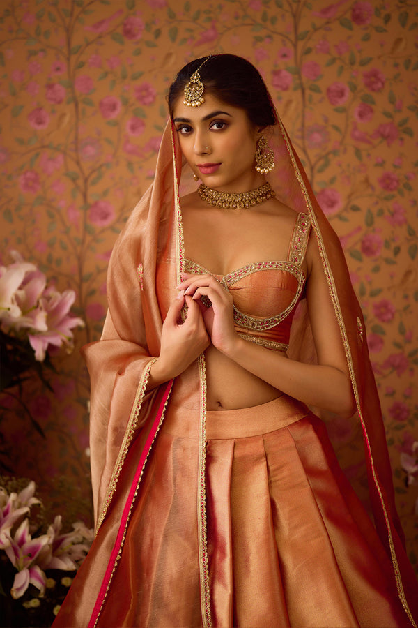 Gold Pink Lehenga Set.