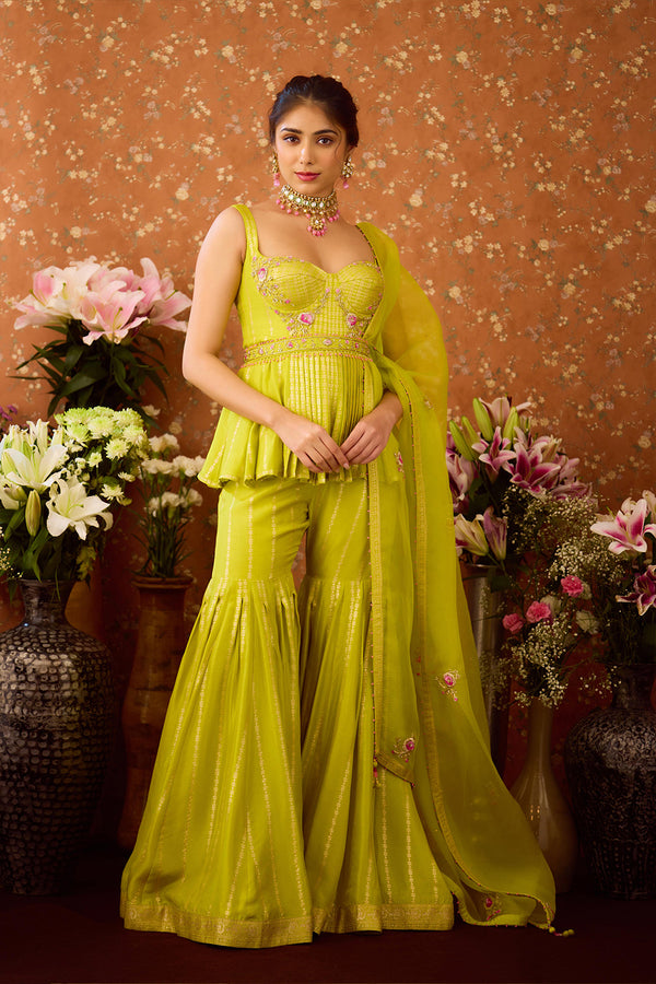 Sunny Lime Green Sharara Set.